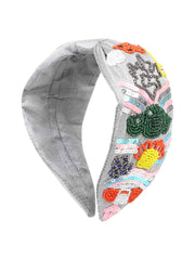 Faux Silk Floral Sequin & Beaded Hairband