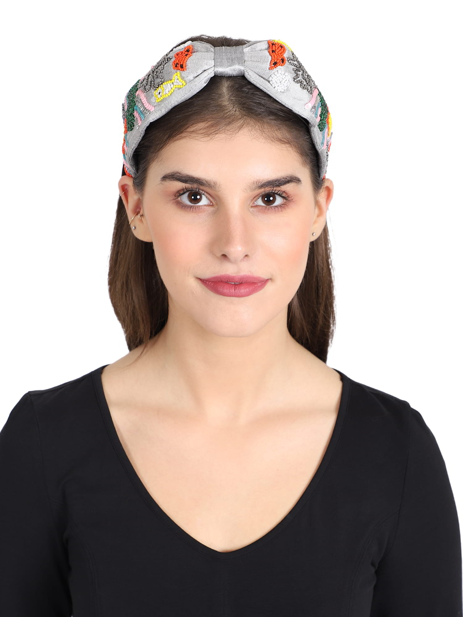 Faux Silk Floral Sequin & Beaded Hairband
