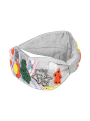 Faux Silk Floral Sequin & Beaded Hairband