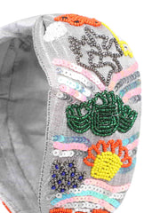 Faux Silk Floral Sequin & Beaded Hairband