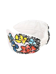 Faux Silk Floral Sequinned Hairband