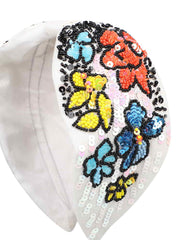 Faux Silk Floral Sequinned Hairband