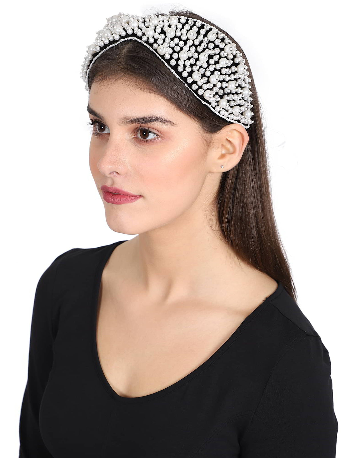 Velvet Pearl Beaded Hairband