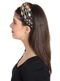 Faux Silk Multi Geometric Embellished Hairband