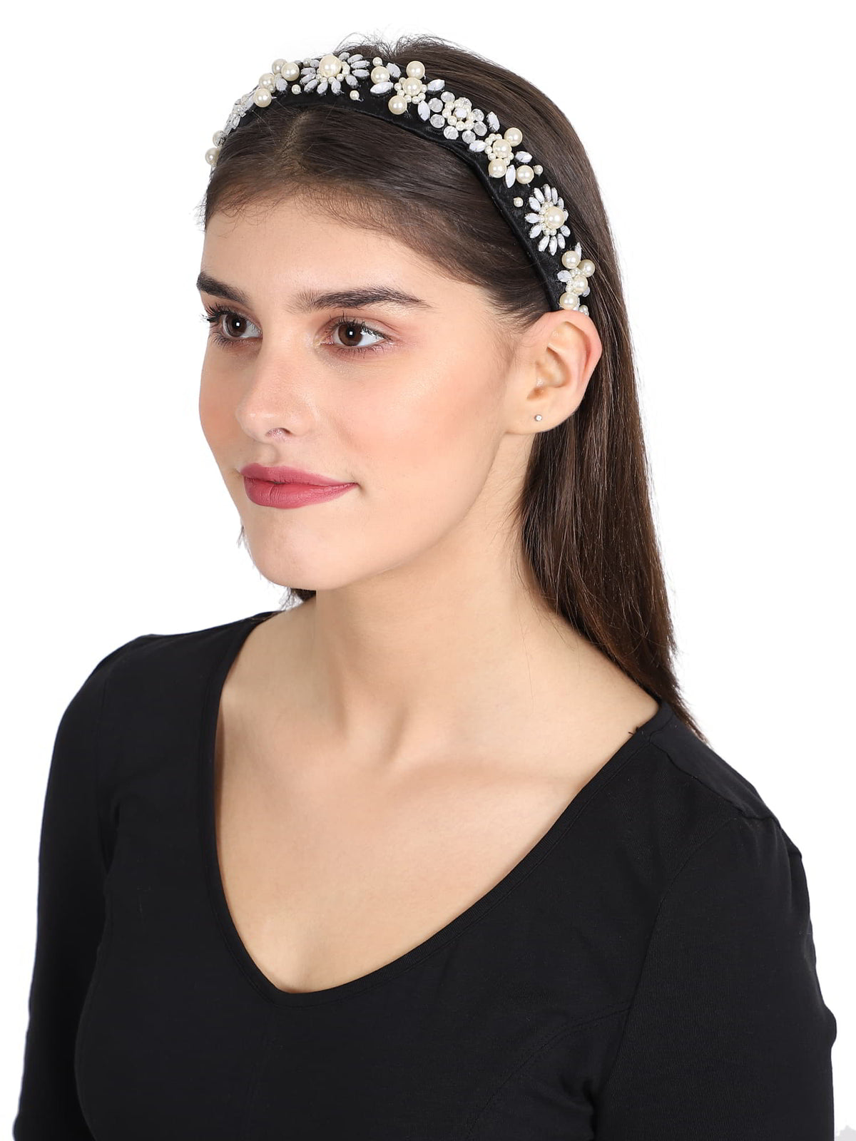 Velvet Floral Beaded Hairband