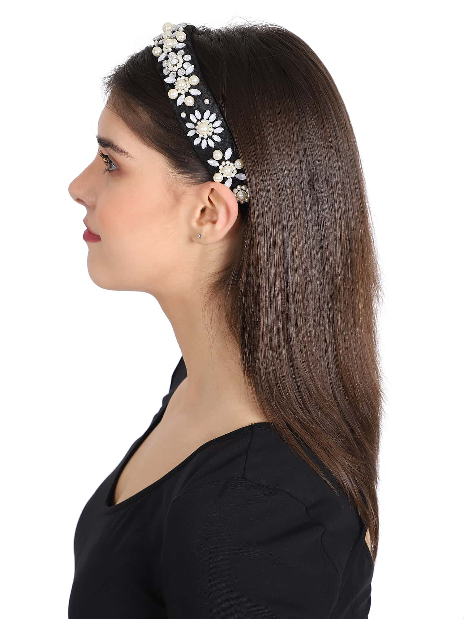 Velvet Floral Beaded Hairband
