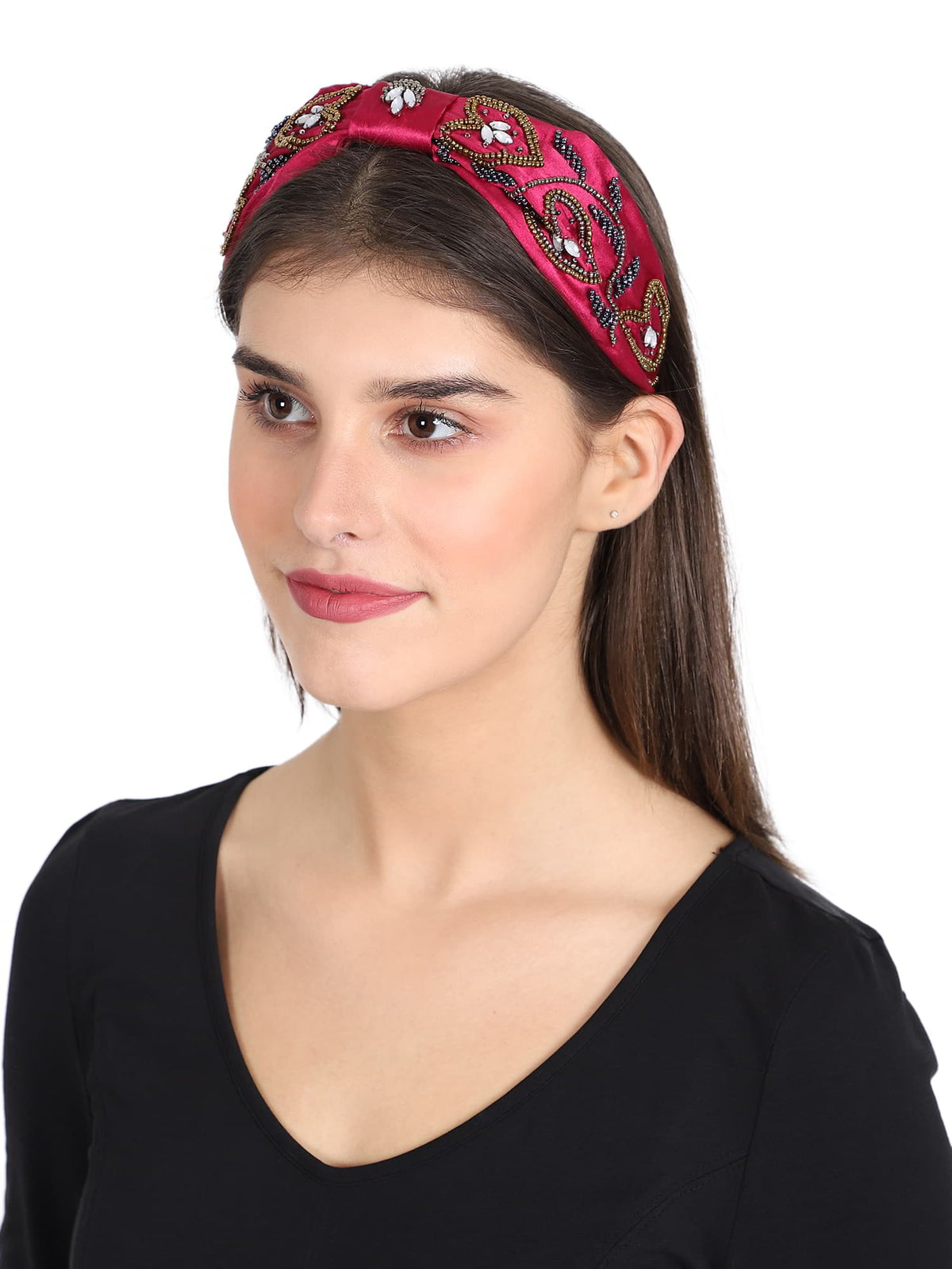 Faux Silk Floral Embellished Hairband