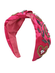 Faux Silk Floral Embellished Hairband