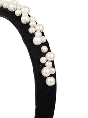 Velevt Pearl Beaded Hairband