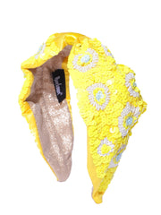 Floral Sequined Satin & Faux Silk Hair Band