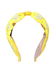 Floral Sequined Satin & Faux Silk Hair Band