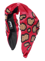 Leapord Embellished Satin Hair Band