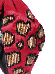 Leapord Embellished Satin Hair Band