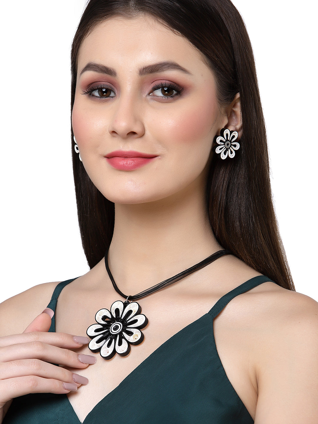 Floral Paper Quilling Necklace & Earrings