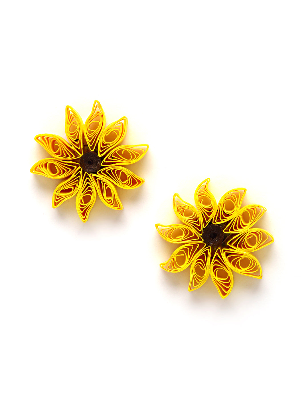 Floral Paper Quilling Necklace Earrings Yellow Black