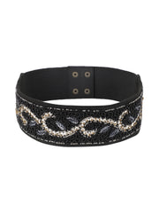 Embellished Canvas Wide Belt