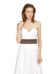 Striped Embellished Canvas Belt