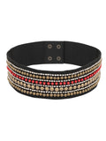 Striped Embellished Canvas Belt