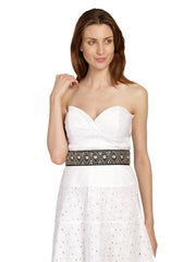 Embellished Canvas Wide Belt