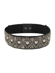 Embellished Canvas Wide Belt