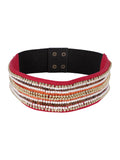 Striped Embellished Canvas Belt