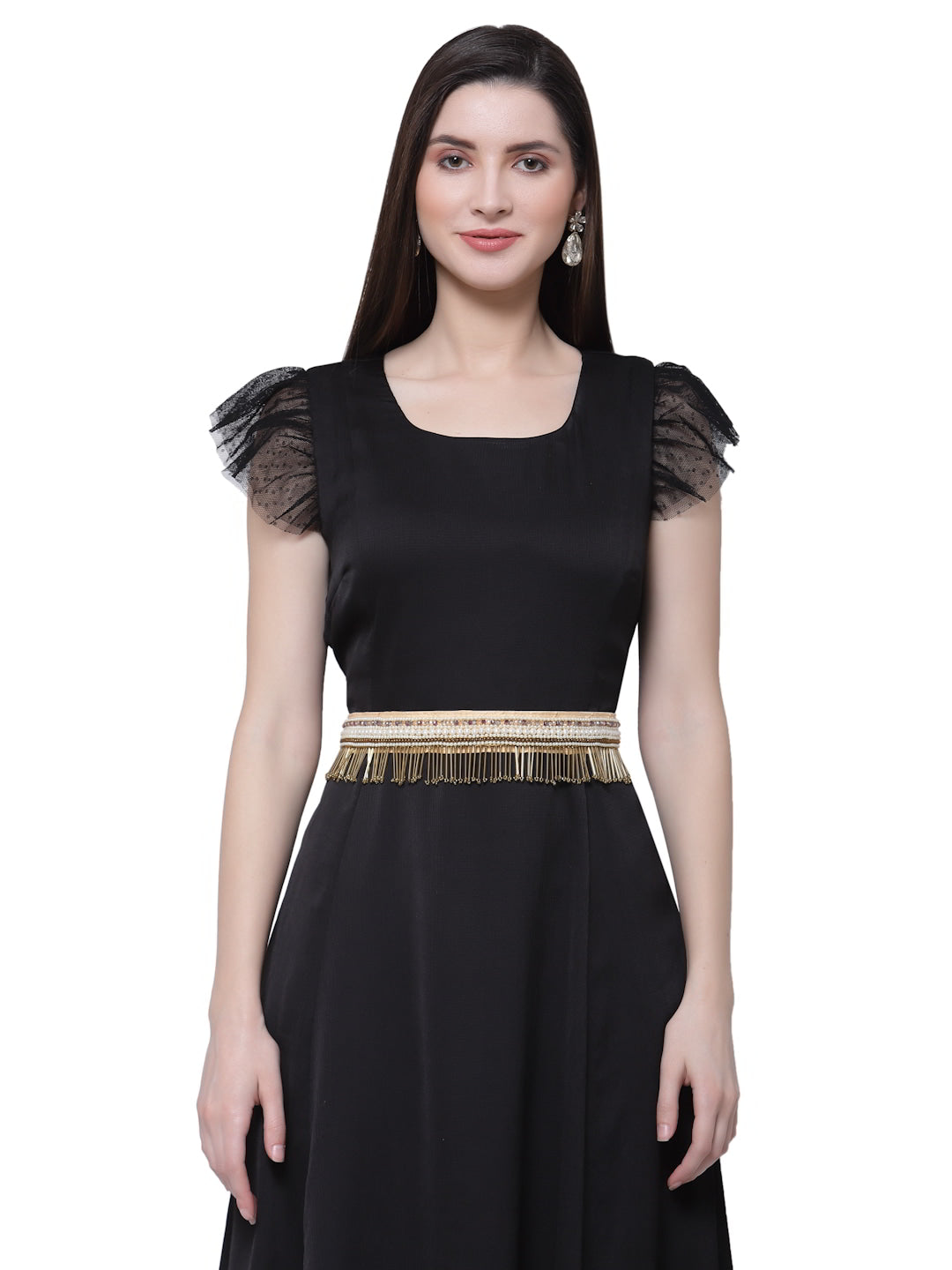 Cotton Poplin Embellished Wide Belt