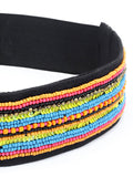 Striped Embellished Canvas Wide Belt