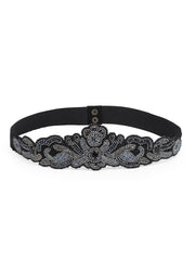 Velvet Embellished Wide Belt