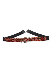 Braided & Beaded P U Wide Belt
