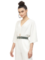Braided & Beaded P U Wide Belt