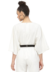 Braided & Beaded P U Wide Belt