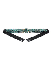 Braided & Beaded P U Wide Belt