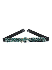 Braided & Beaded P U Wide Belt