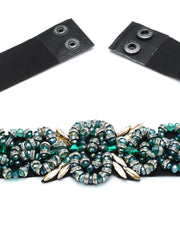 Braided & Beaded P U Wide Belt