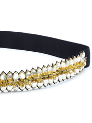 Braided & Beaded P U Slim Belt