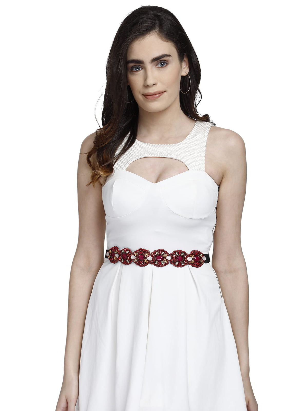 Bead Work Floral Polyester & Velvet Handmade Belt