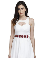 Bead Work Floral Polyester & Velvet Handmade Belt