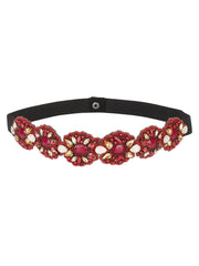 Bead Work Floral Polyester & Velvet Handmade Belt