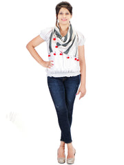 Striped Viscose Rayon & Cotton Scarf
