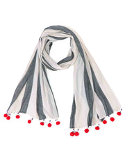 Striped Viscose Rayon & Cotton Scarf
