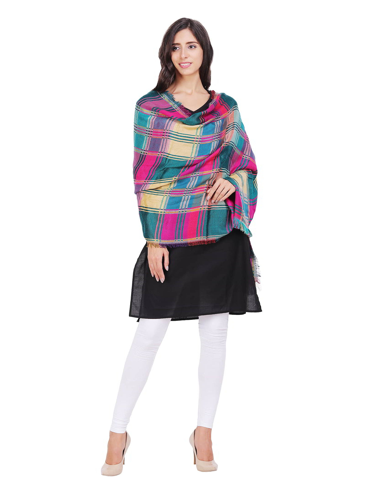 Checkered Viscose Rayon Shawl