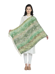 Floral & Striped Viscose Rayon Shawl