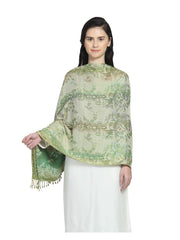 Floral & Striped Viscose Rayon Shawl