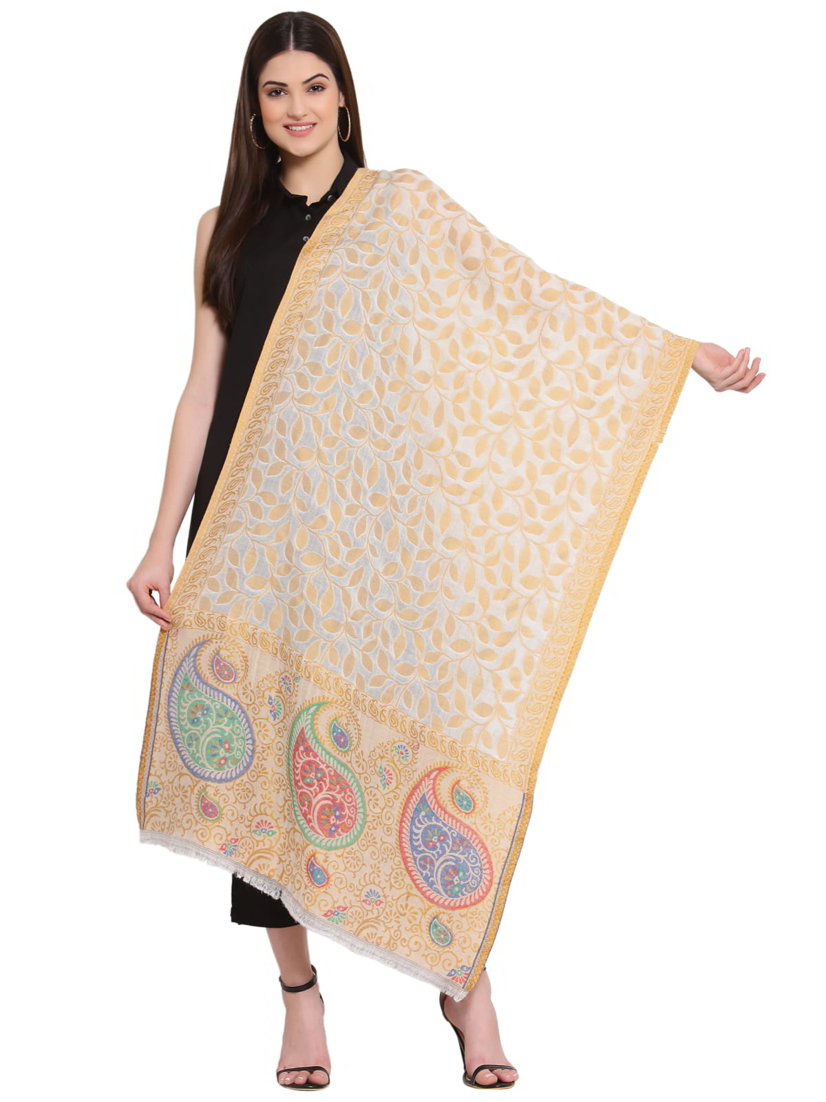 Paisley Woven Design Wool Shawl