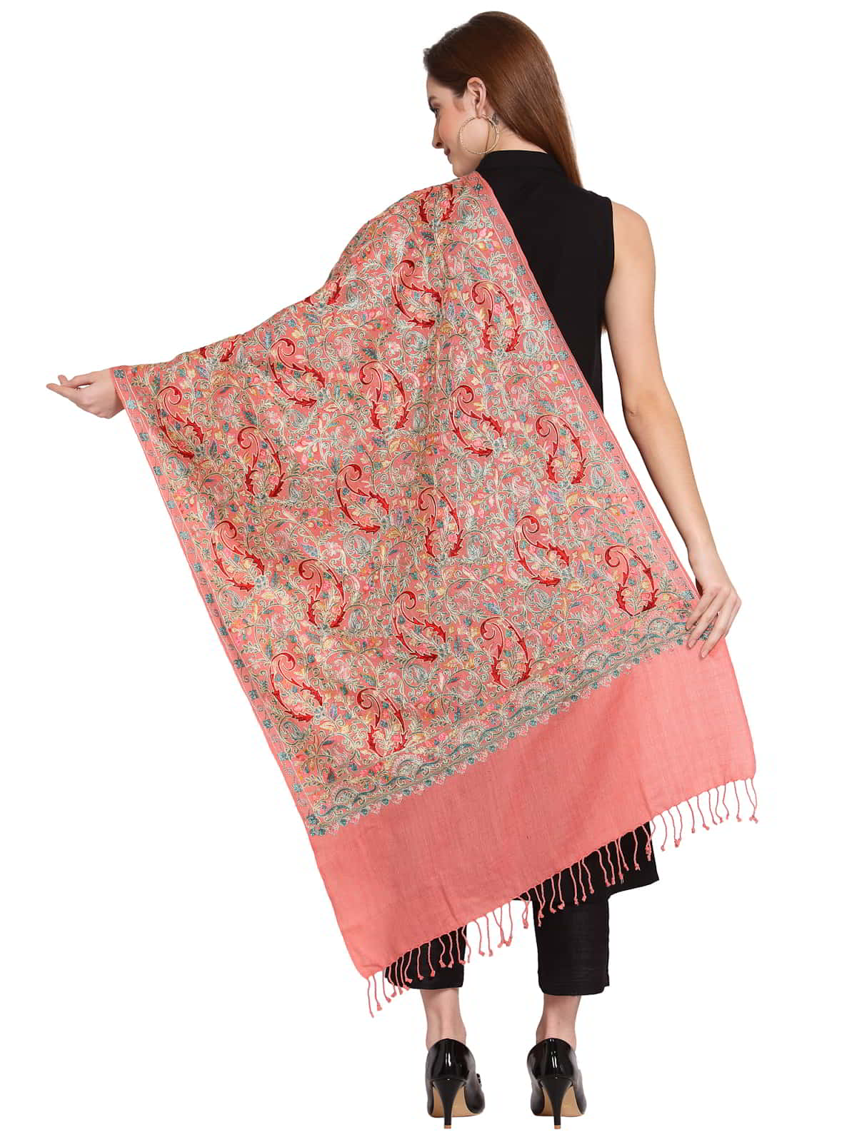 Paisley Embroidered Wool Shawl