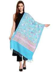 Floral Embroidered Wool Shawl