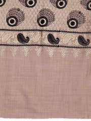 Peacock Feather Embroidered Design Wool Shawl