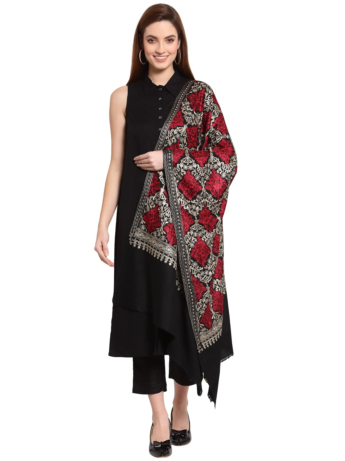 Ethnic Motif Embroidered Wool Shawl