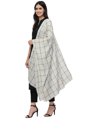Spatial Checkered Woven Design Wool Stole