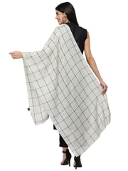 Spatial Checkered Woven Design Wool Stole